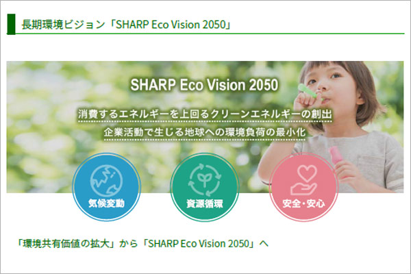 「SHARP Eco Vision 2050」