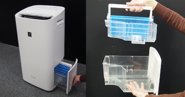 取り外してお手入れが出来る除湿/加湿一体型トレー