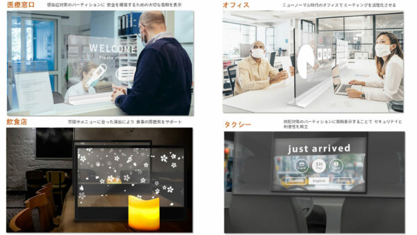 「透明ディスプレイ パーティション」想定されるシーン・場所