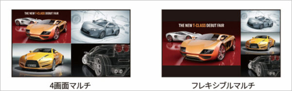 4分割などマルチ画面入力に対応する多彩な表示モード